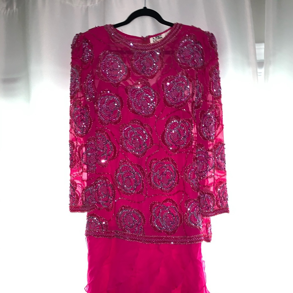 Vintage Niteline Silk Two-Piece Sequined Dress